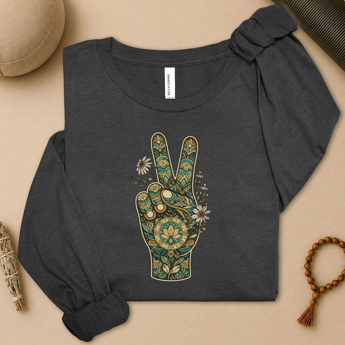 Boho Peace Hand Long Sleeve Tee