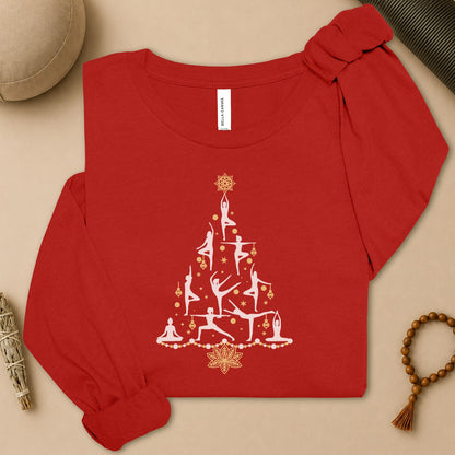 Yoga Poses Christmas Tree Long Sleeve Tee