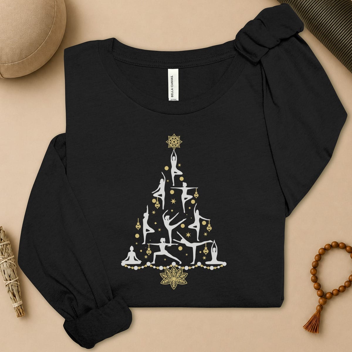 Yoga Poses Christmas Tree Long Sleeve Tee