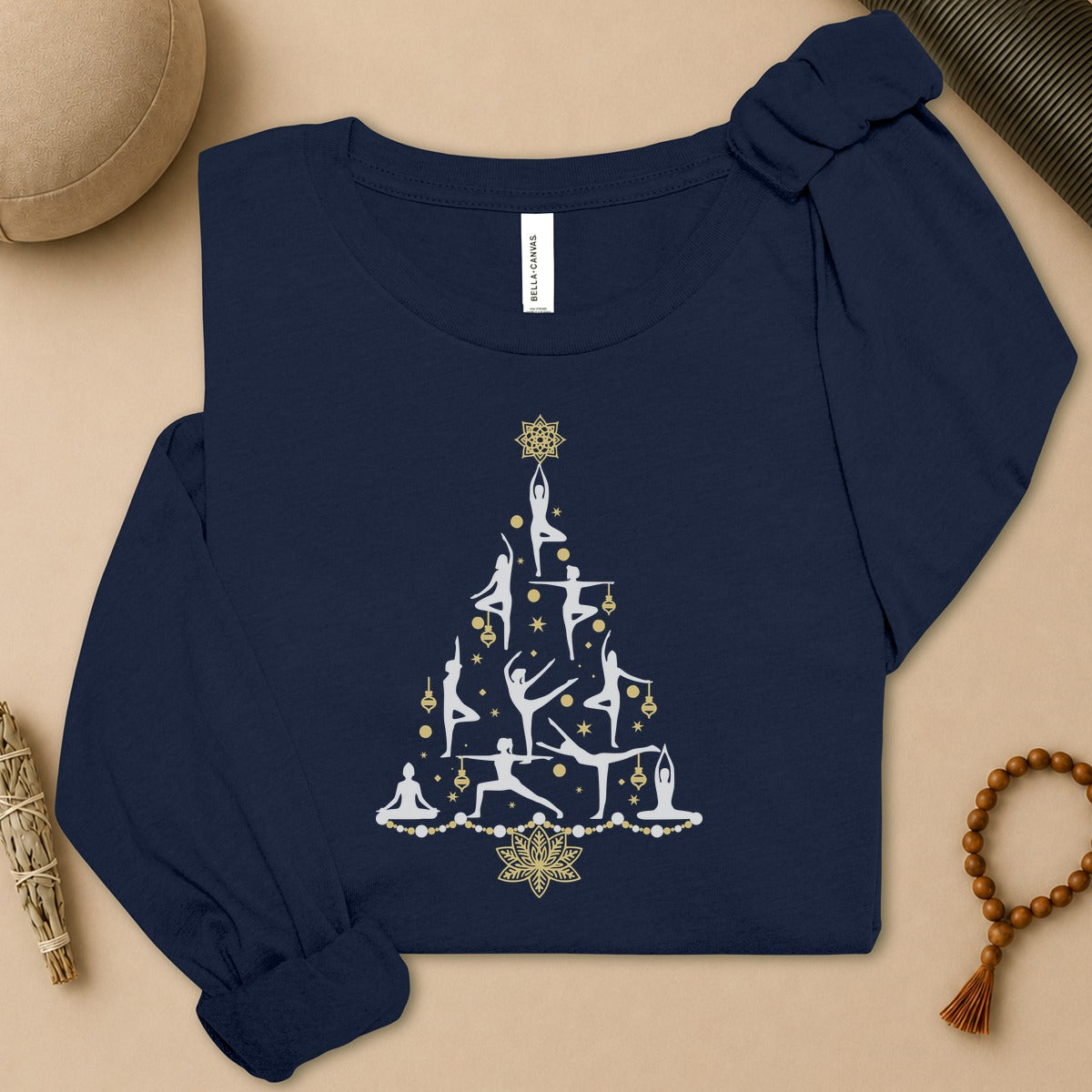 Yoga Poses Christmas Tree Long Sleeve Tee