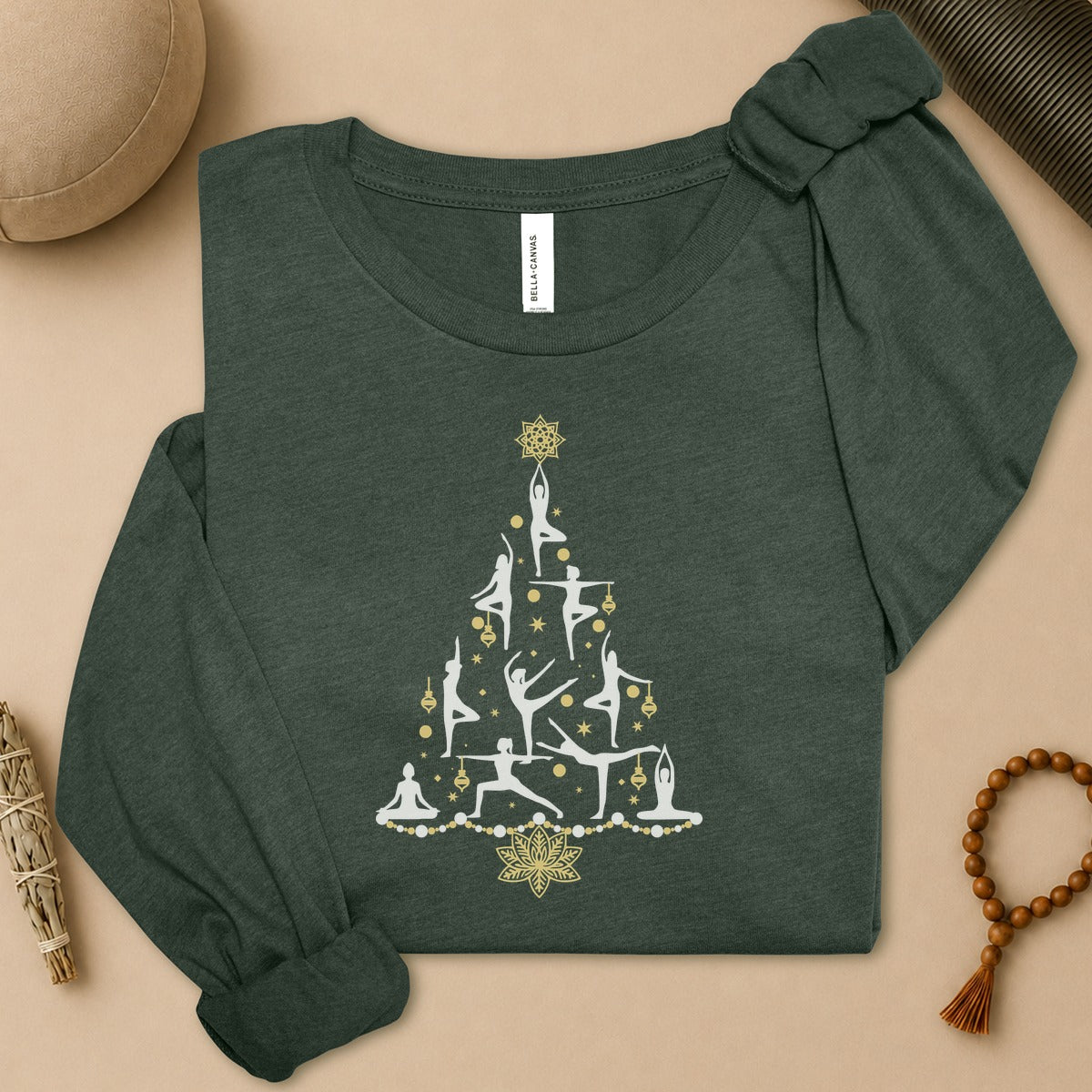 Yoga Poses Christmas Tree Long Sleeve Tee