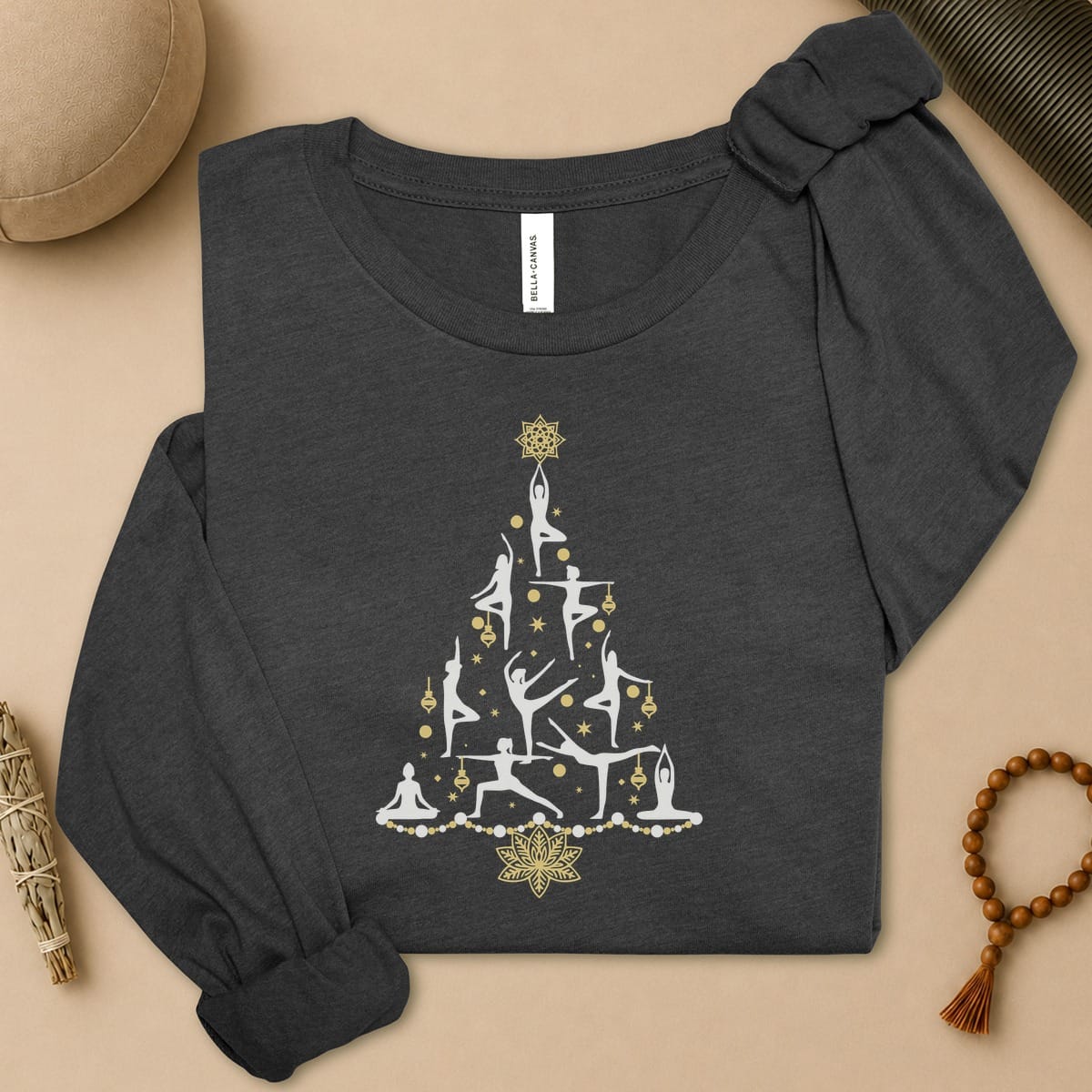 Yoga Poses Christmas Tree Long Sleeve Tee