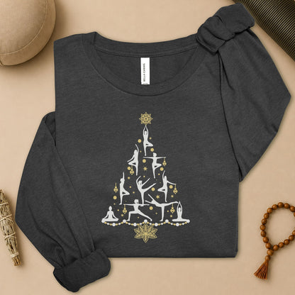 Yoga Poses Christmas Tree Long Sleeve Tee