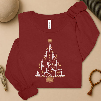 Yoga Poses Christmas Tree Long Sleeve Tee