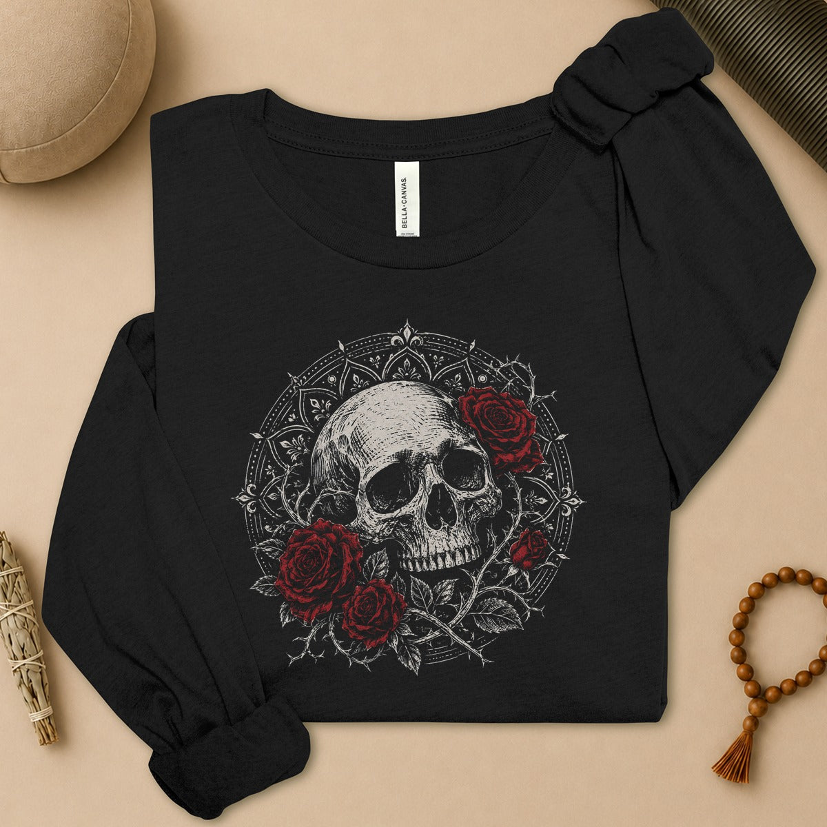 Skull & Roses Mandala Long Sleeve Tee
