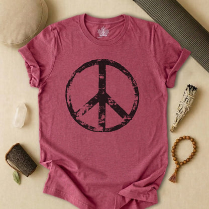 Vintage Peace Symbol Black Print Tee