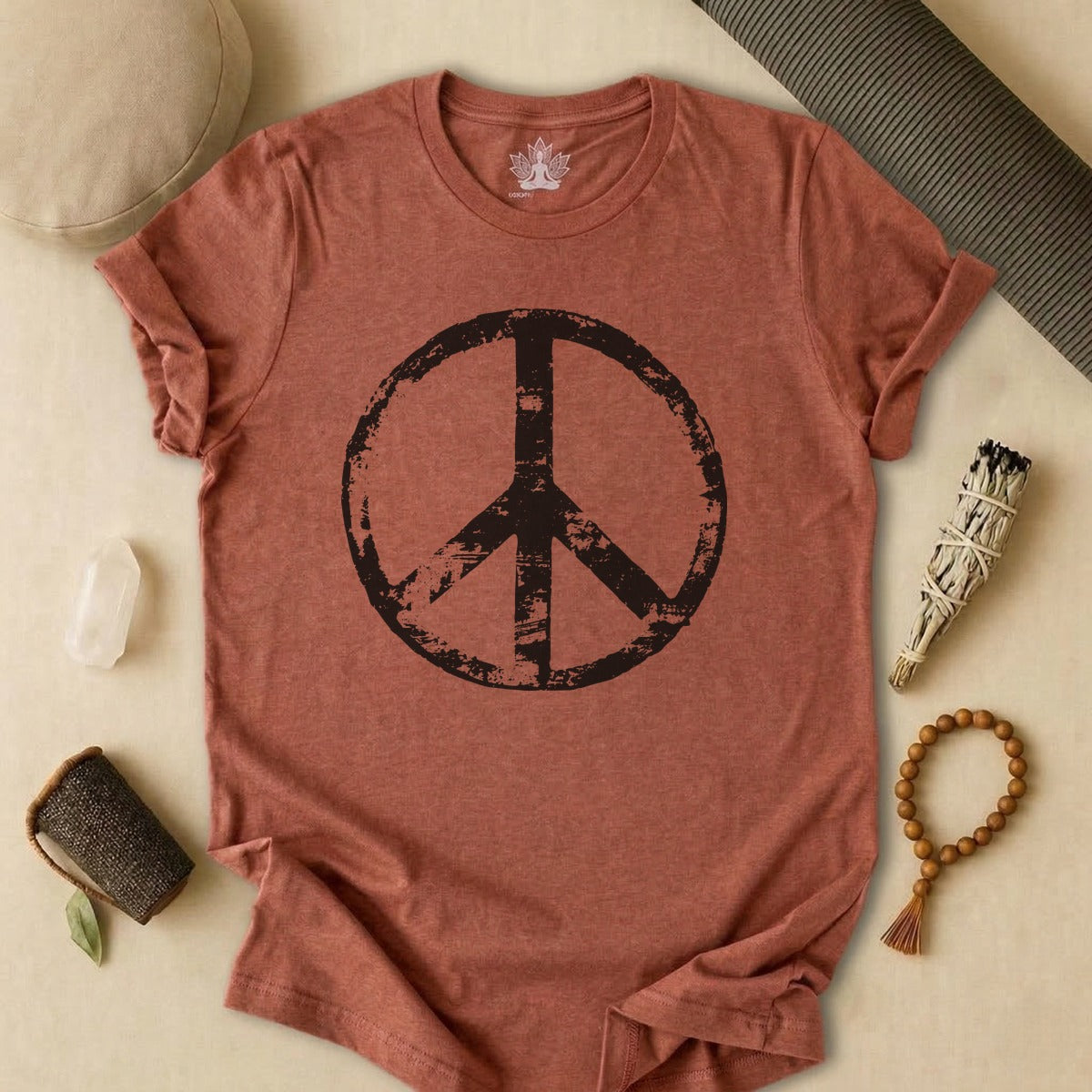 Vintage Peace Symbol Black Print Tee