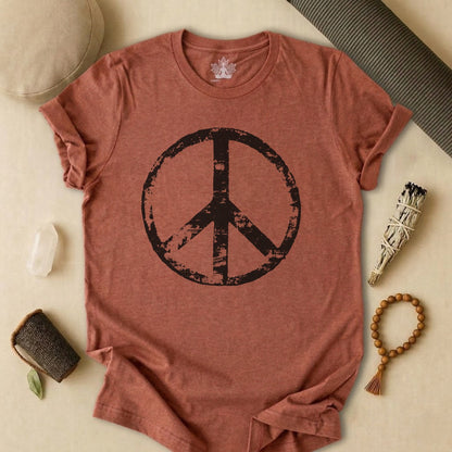 Vintage Peace Symbol Black Print Tee