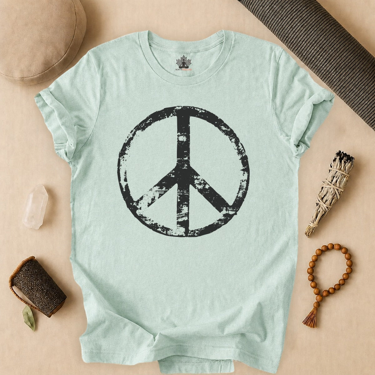 Vintage Peace Symbol Black Print Tee