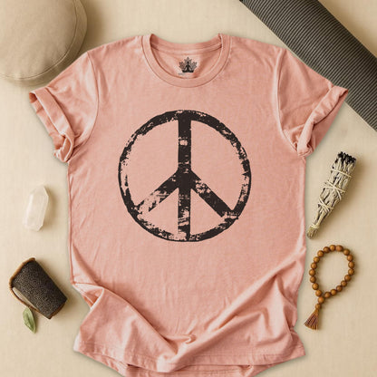 Vintage Peace Symbol Black Print Tee