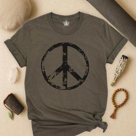 Vintage Peace Symbol Black Print Tee