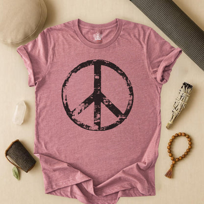 Vintage Peace Symbol Black Print Tee