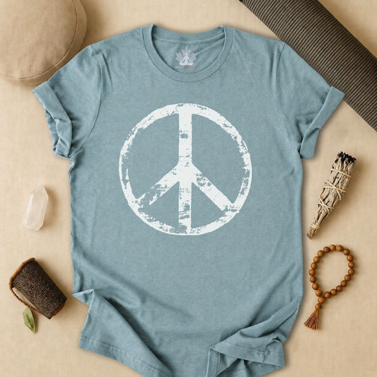Vintage Peace Symbol Light Print Tee