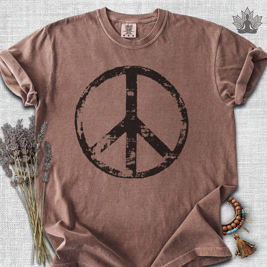 Vintage Peace Symbol Black Print Comfort Colors Tee