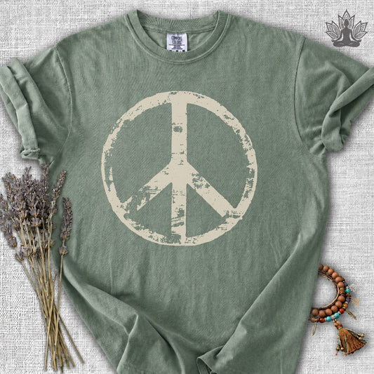 Vintage Peace Symbol Light Print Comfort Colors Tee