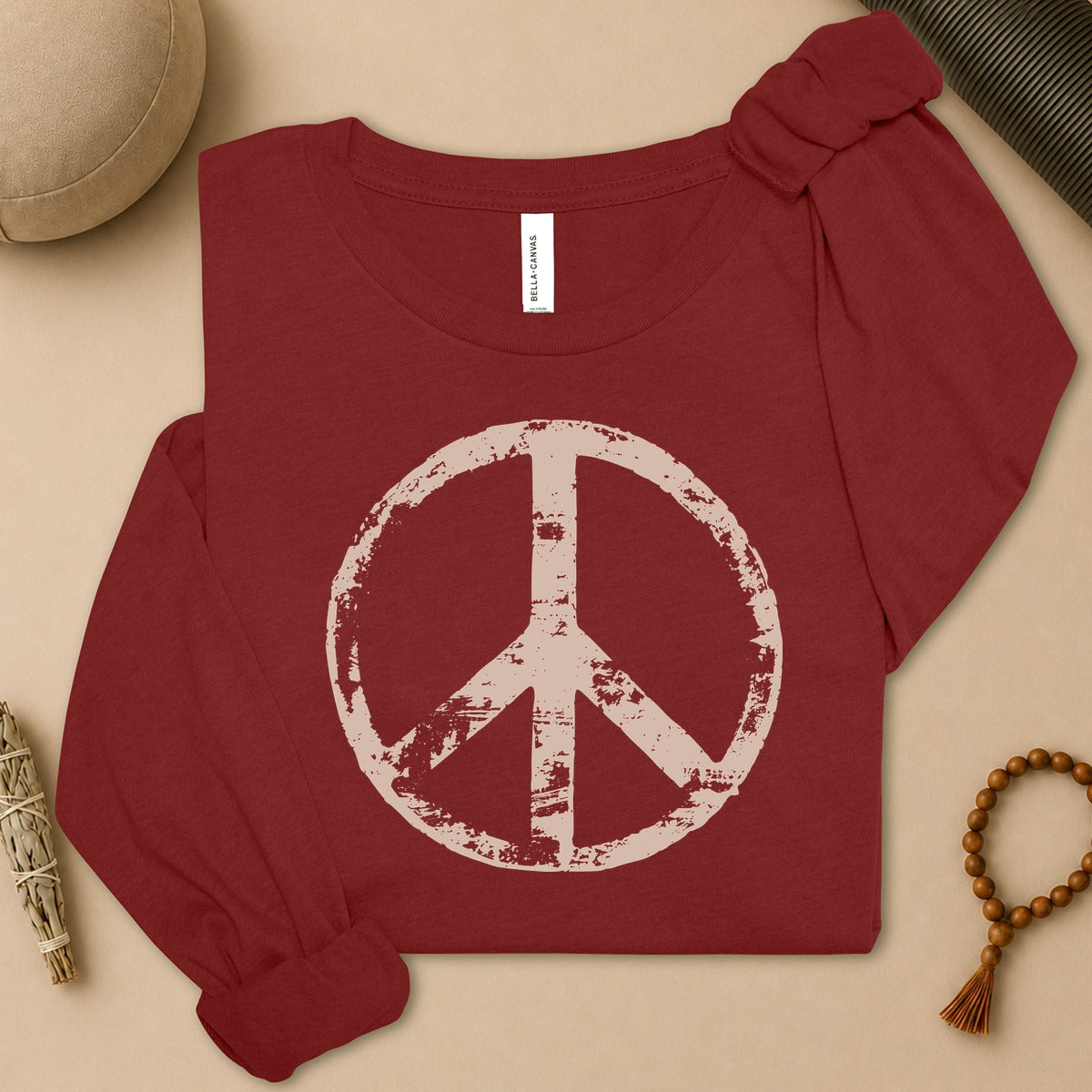 Vintage Peace Symbol Long Sleeve Tee