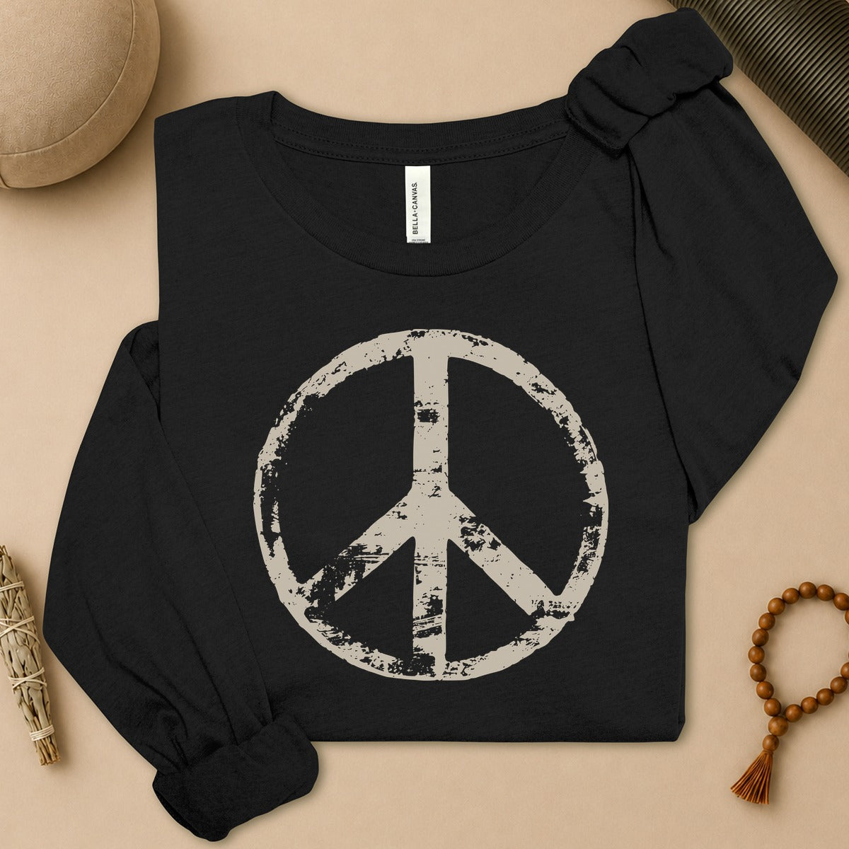 Vintage Peace Symbol Long Sleeve Tee