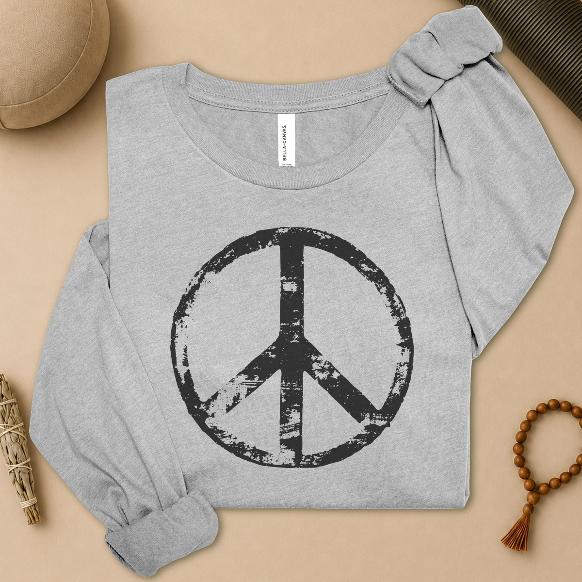 Vintage Peace Symbol Long Sleeve Tee
