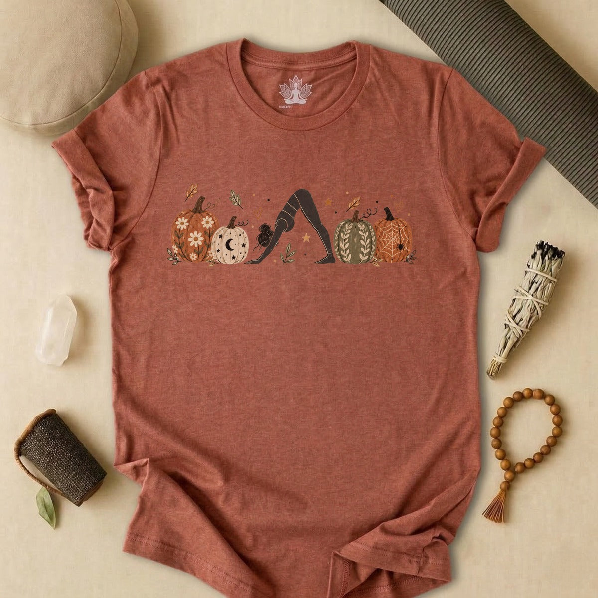 Boho Downward Dog Pumpkin Tee