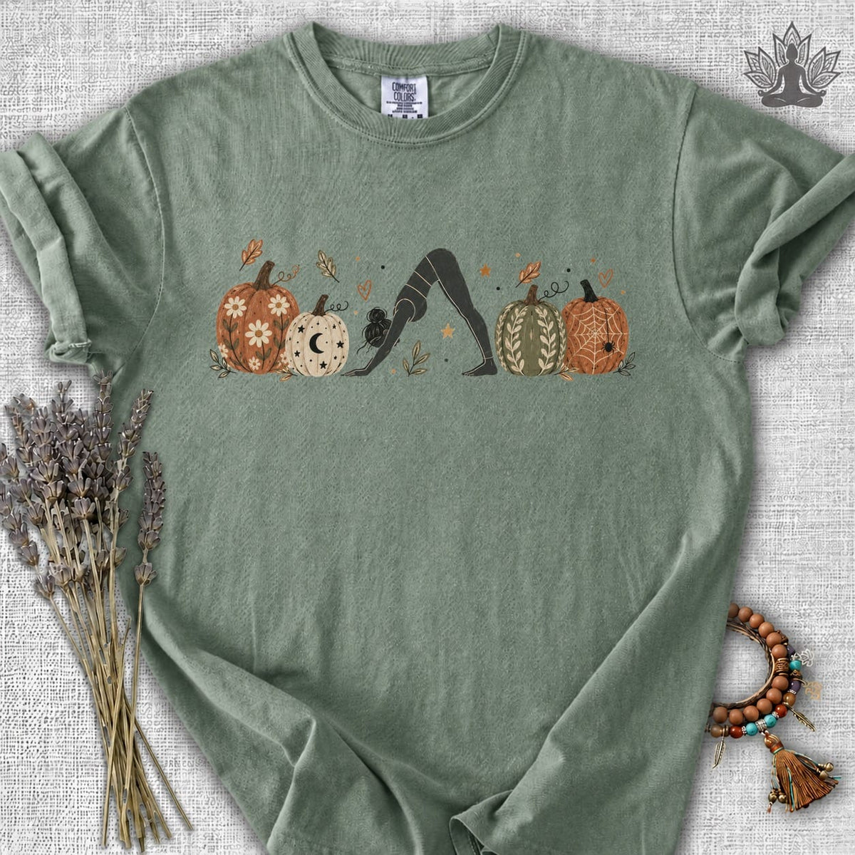 Boho Downward Dog Pumpkin Comfort Colors Tee