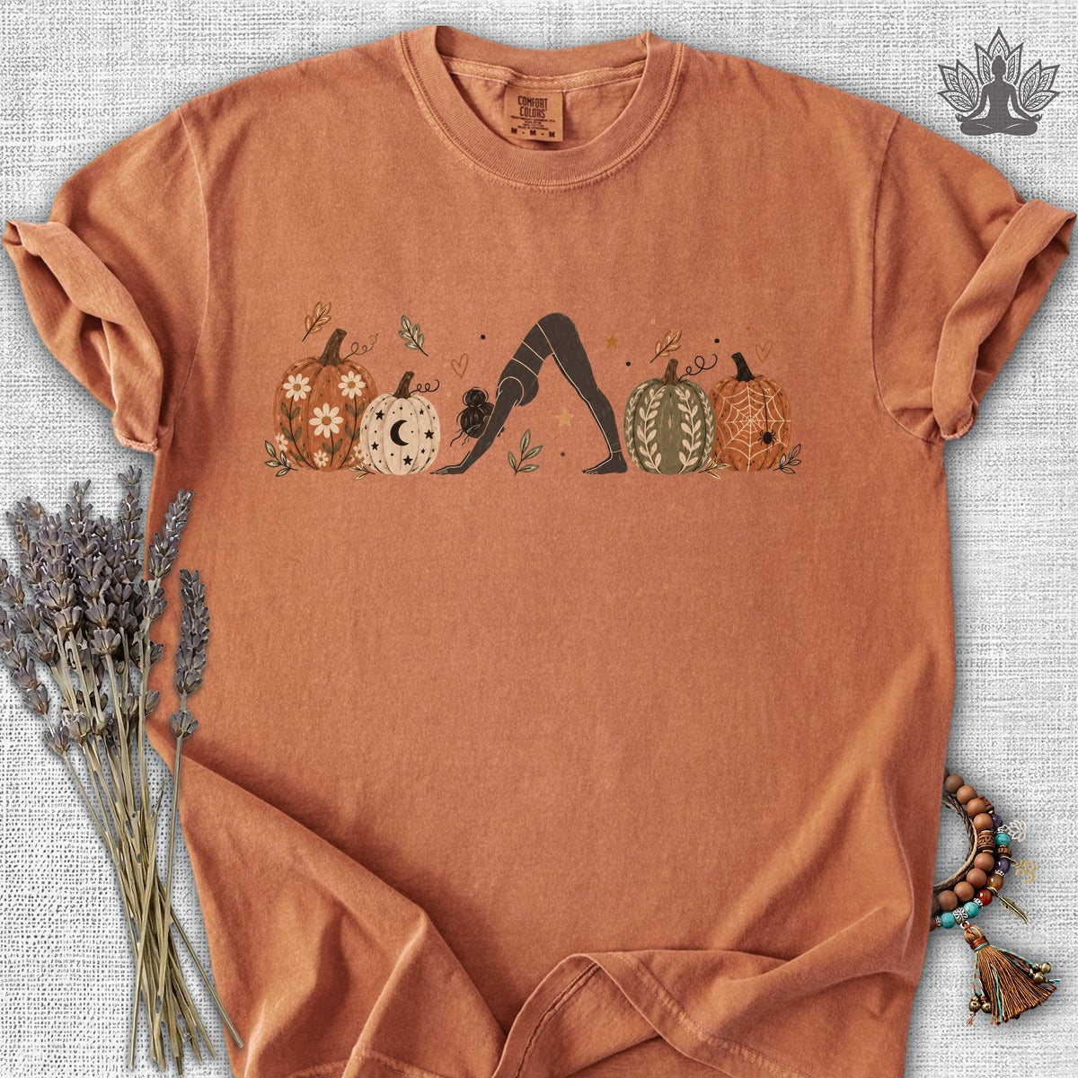 Boho Downward Dog Pumpkin Comfort Colors Tee