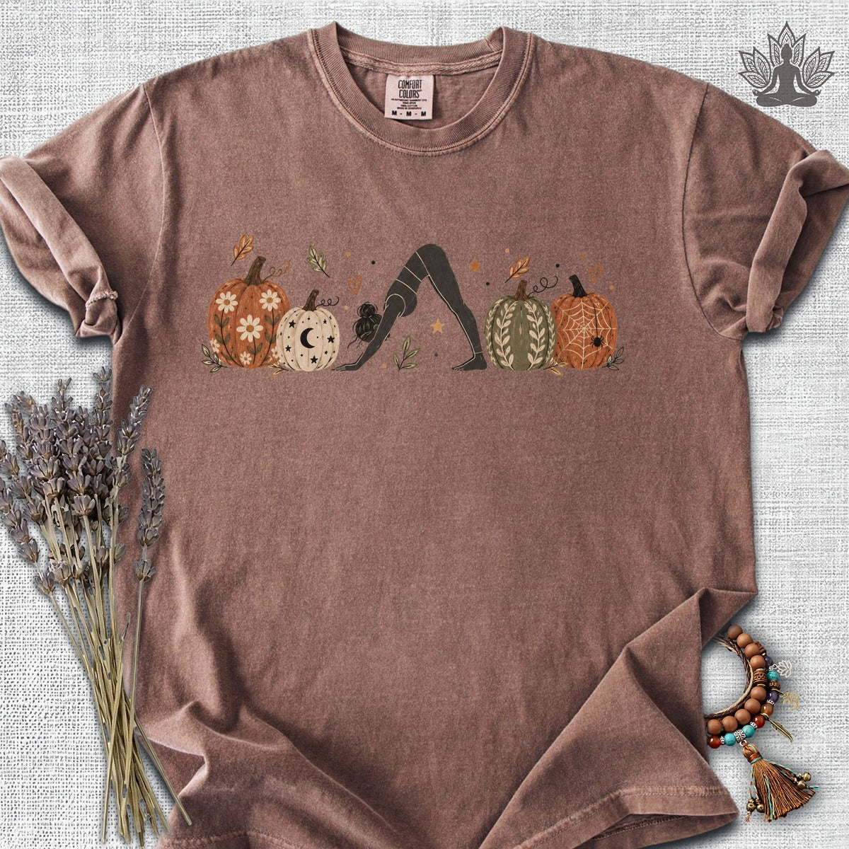 Boho Downward Dog Pumpkin Comfort Colors Tee