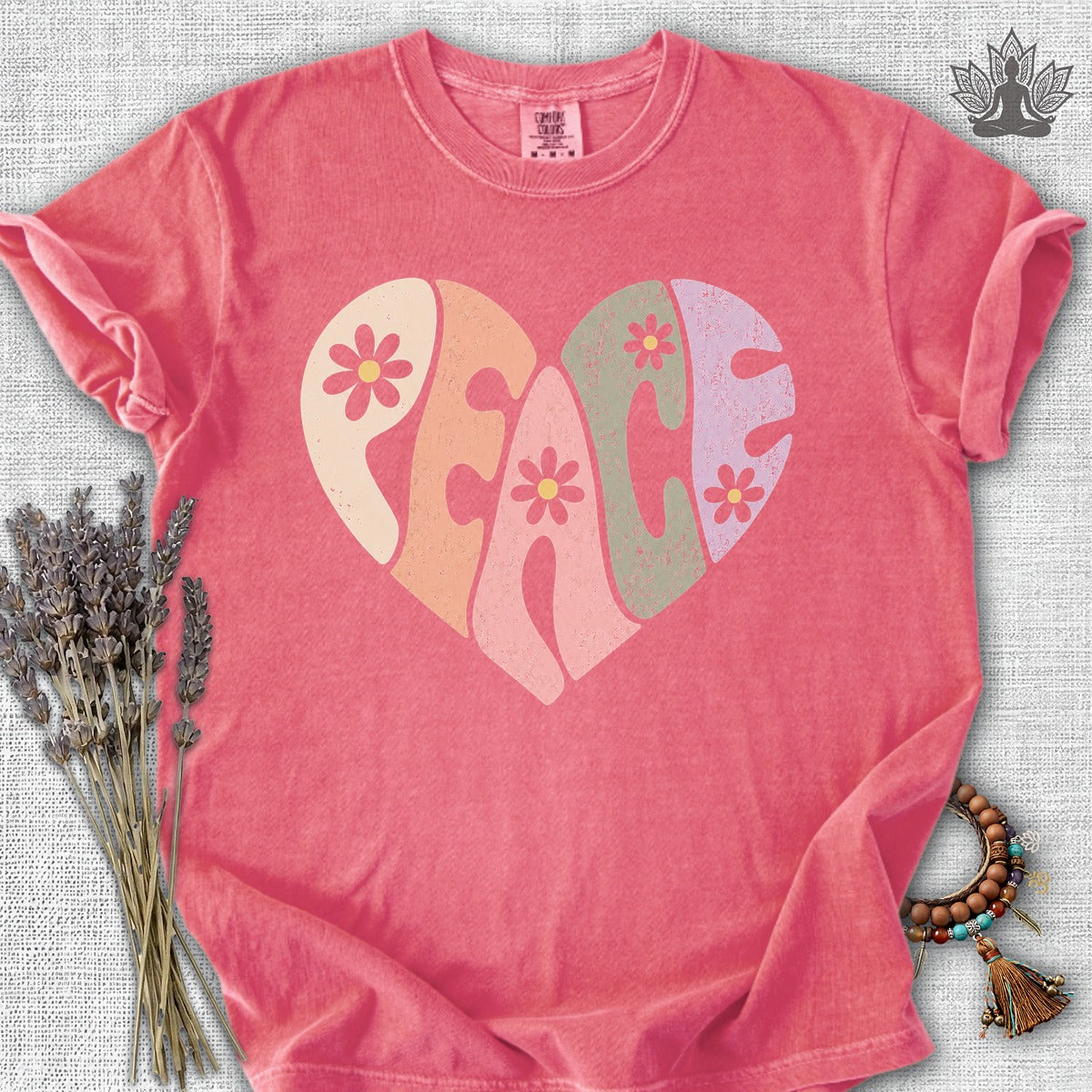 Retro Peace Heart Comfort Colors Tee