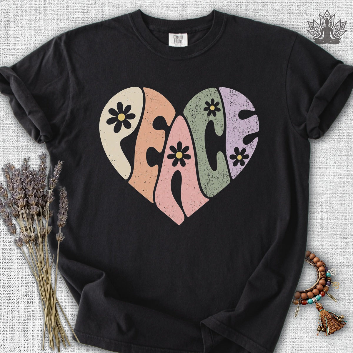 Retro Peace Heart Comfort Colors Tee