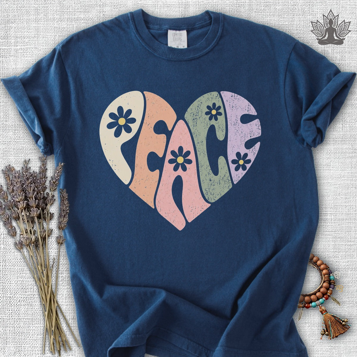 Retro Peace Heart Comfort Colors Tee