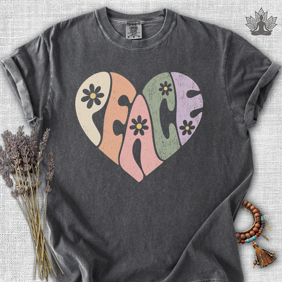 Retro Peace Heart Comfort Colors Tee
