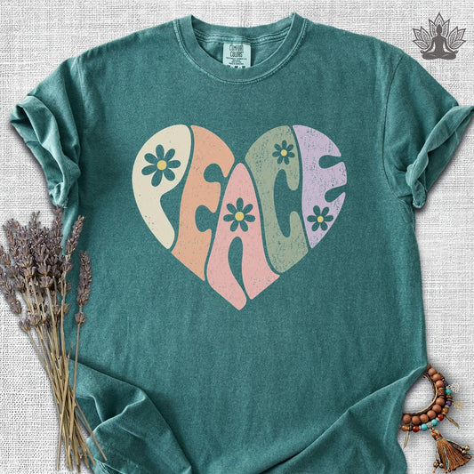 Retro Peace Heart Comfort Colors Tee