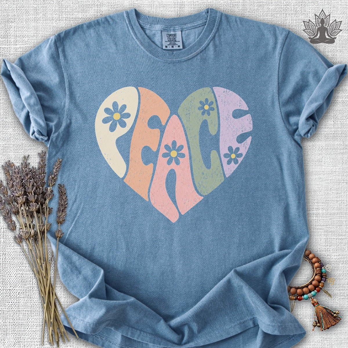 Retro Peace Heart Comfort Colors Tee