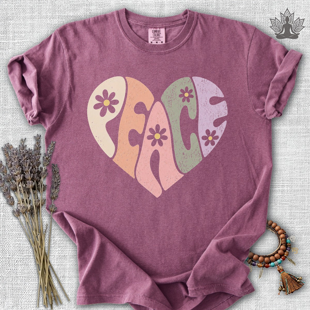 Retro Peace Heart Comfort Colors Tee