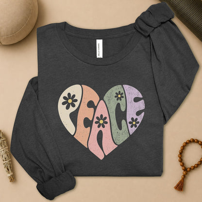 Retro Peace Heart Long Sleeve Tee