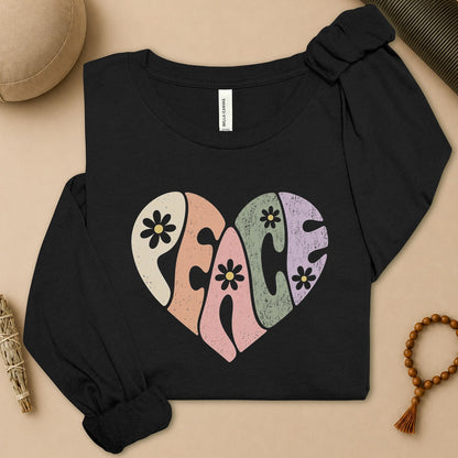 Retro Peace Heart Long Sleeve Tee