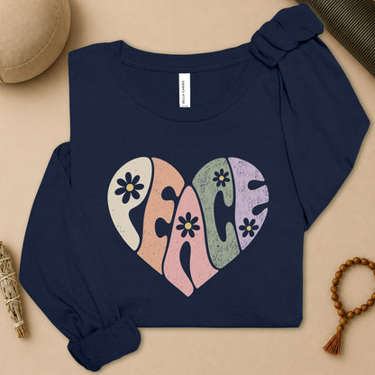 Retro Peace Heart Long Sleeve Tee