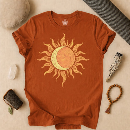 Celestial Balance Sun & Moon Boho Tee