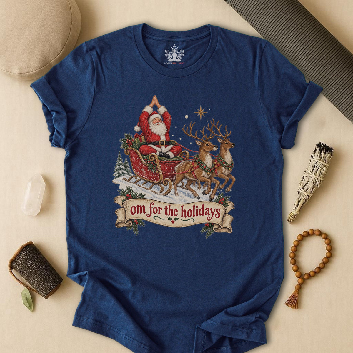 Om For The Holidays Santa Tee