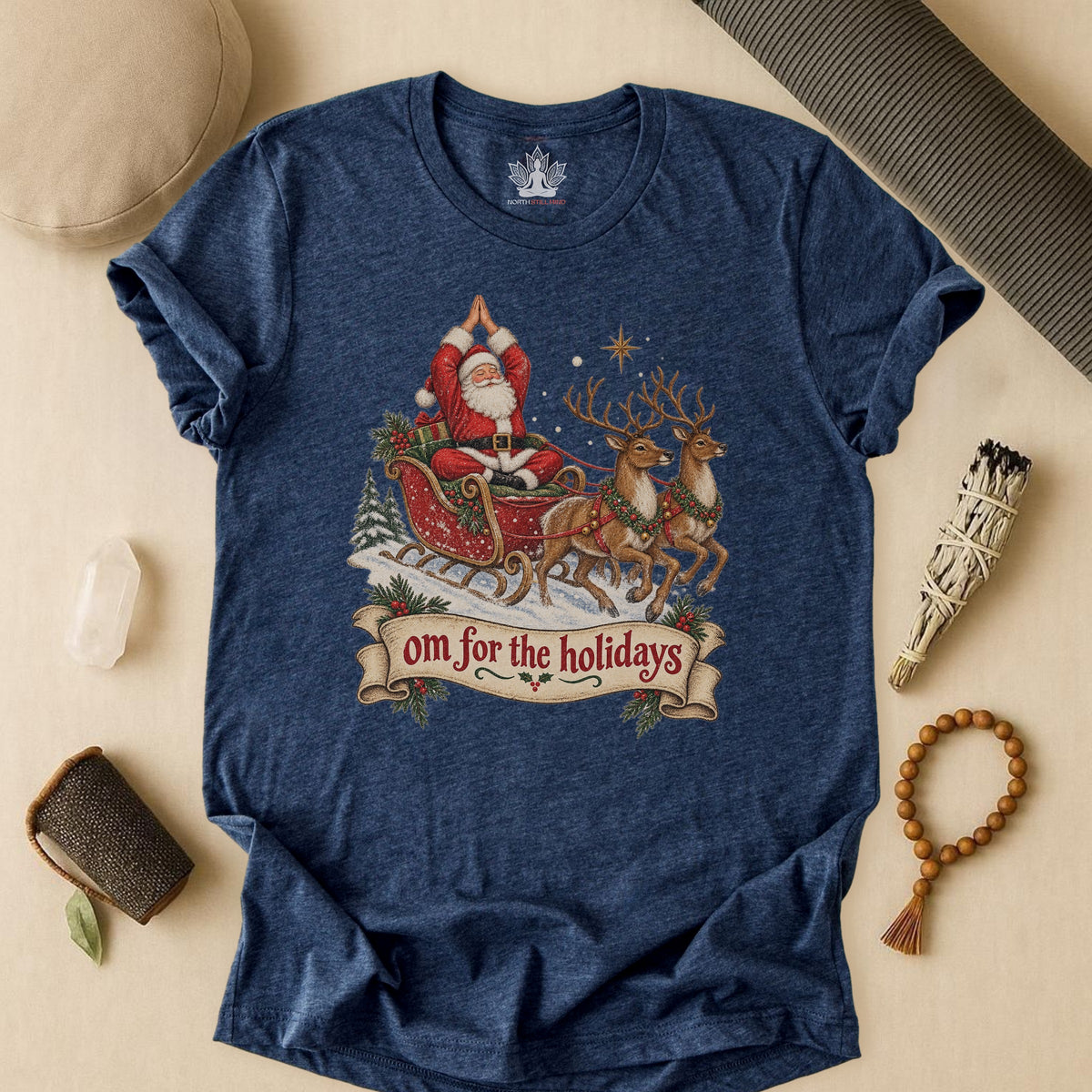 Om For The Holidays Santa Tee