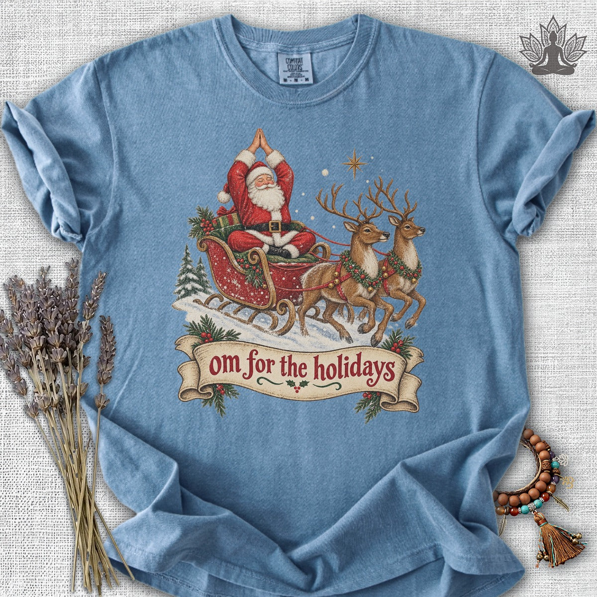 Om For The Holidays Santa Comfort Colors Tee