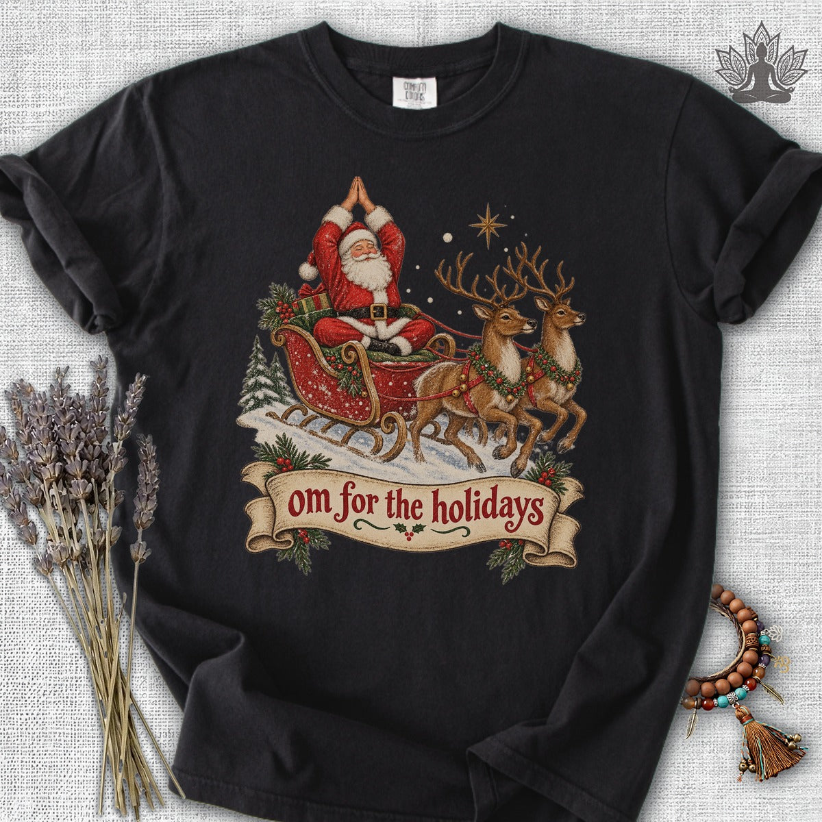 Om For The Holidays Santa Comfort Colors Tee
