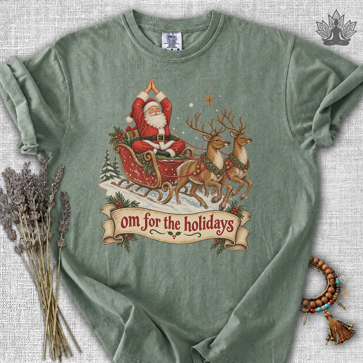 Om For The Holidays Santa Comfort Colors Tee