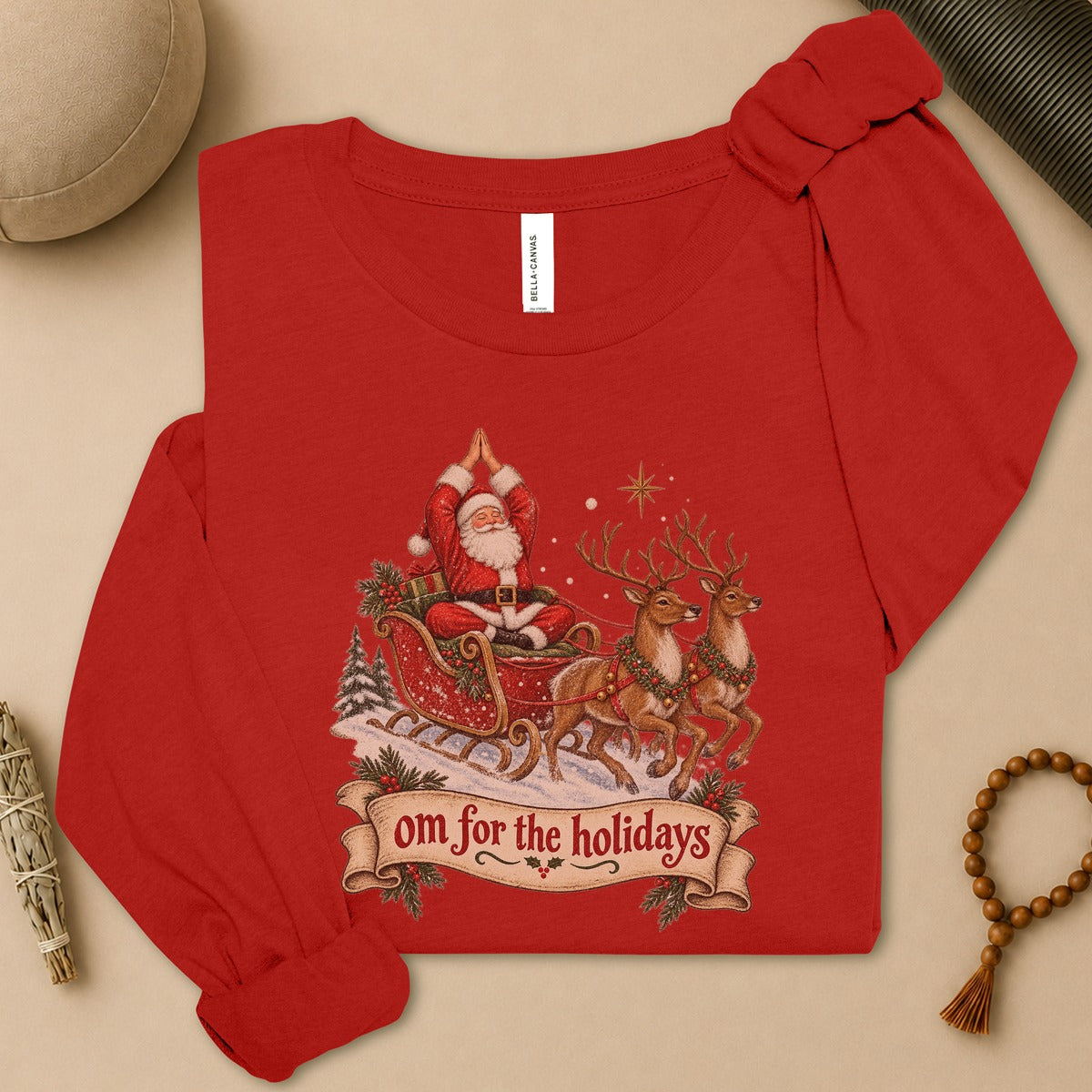 Om For The Holidays Santa Long Sleeve Tee