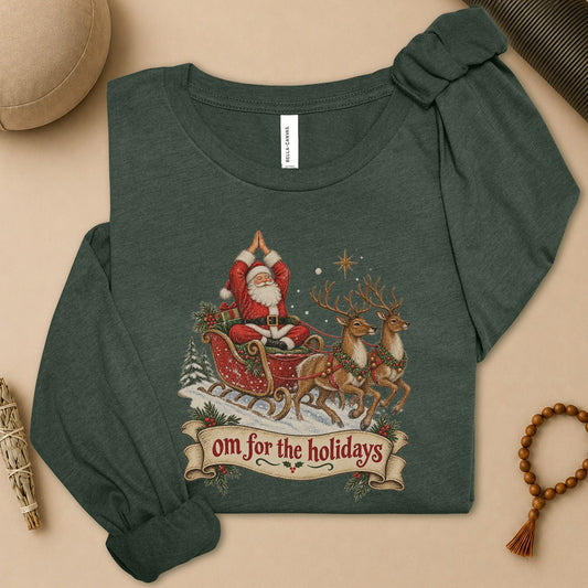 Om For The Holidays Santa Long Sleeve Tee