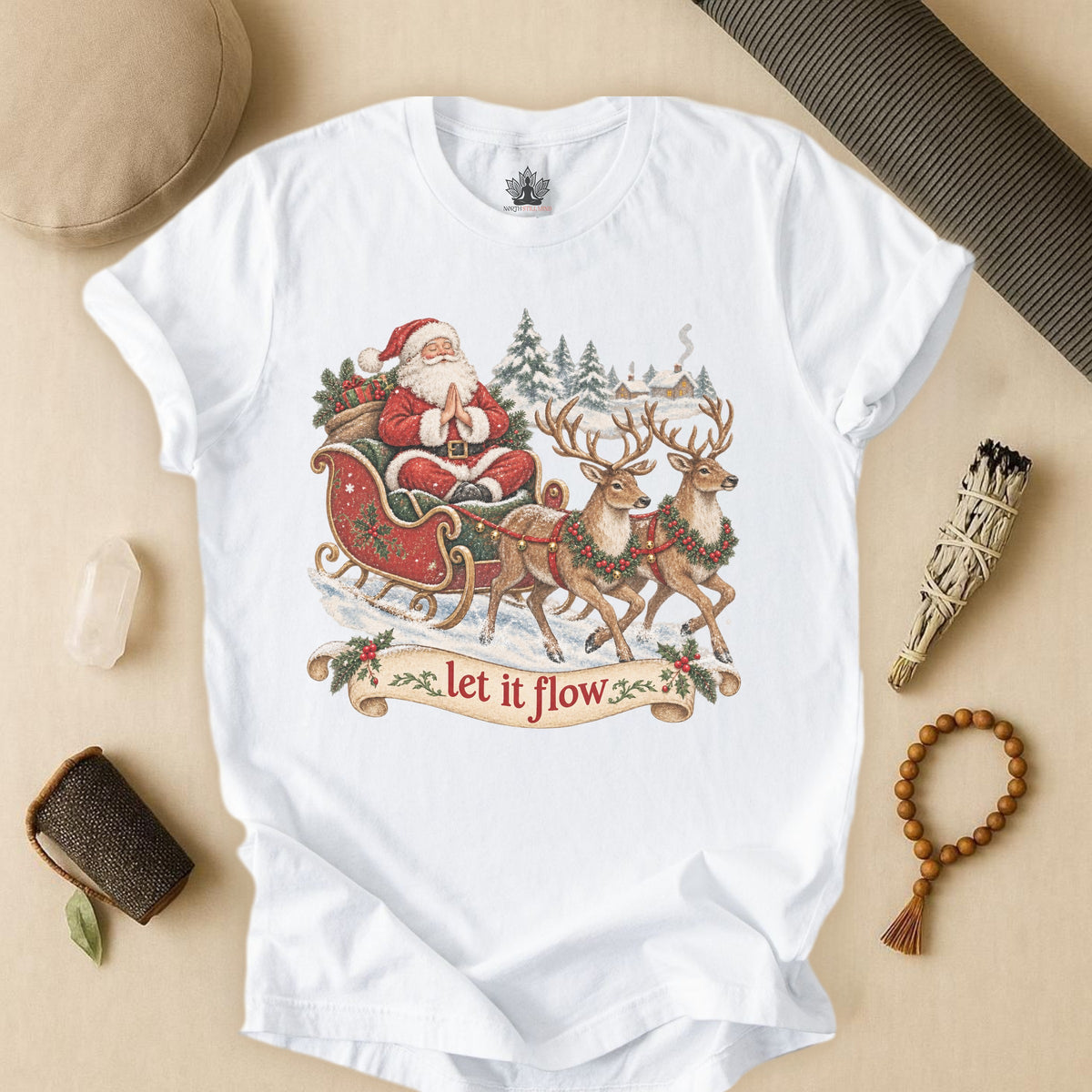 Vintage Santa & Reindeers Yoga Tee