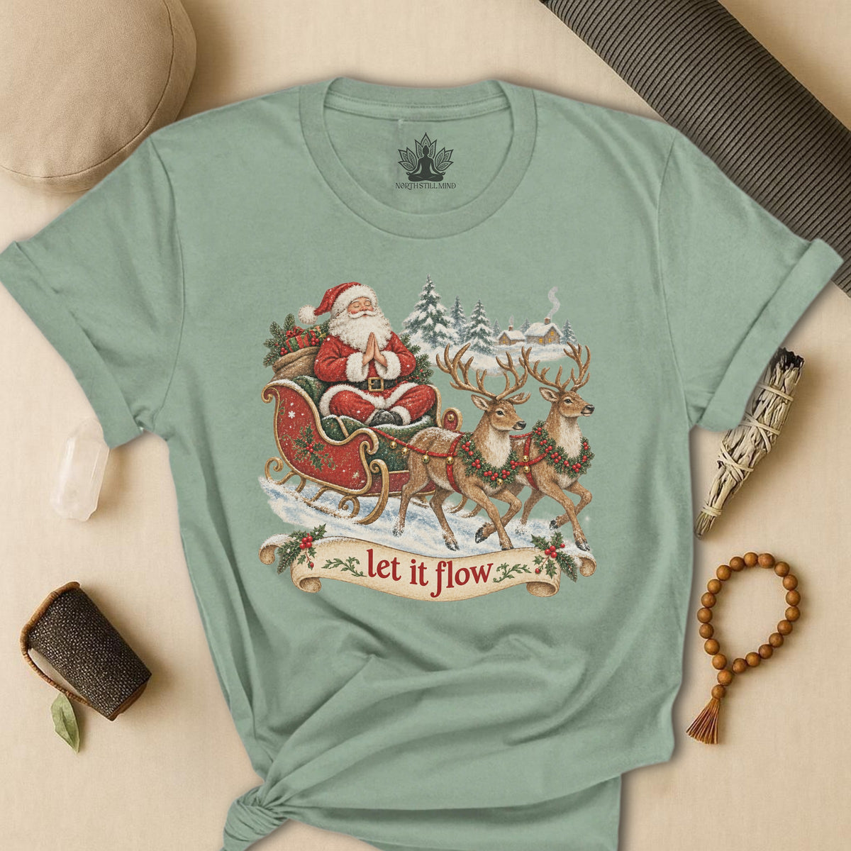 Vintage Santa & Reindeers Yoga Tee