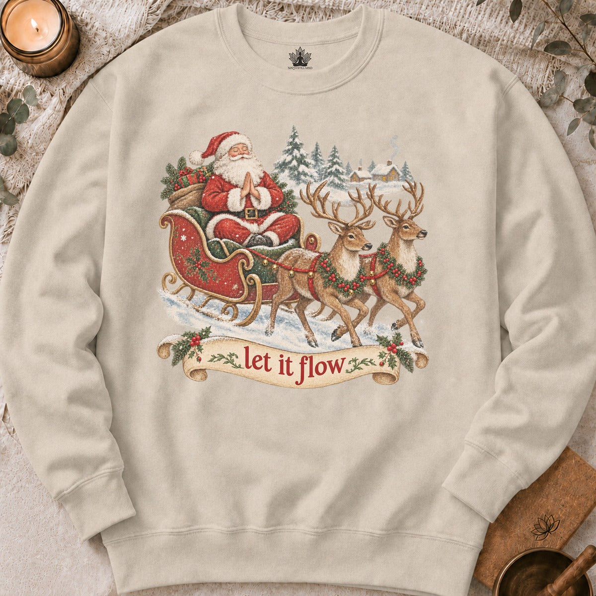 Vintage Santa & Reindeers Yoga Sweatshirt