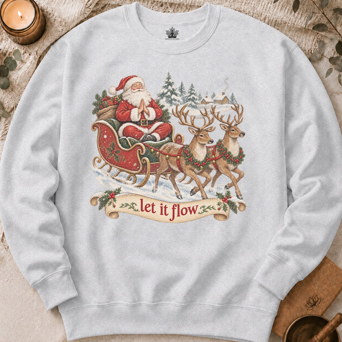 Vintage Santa & Reindeers Yoga Sweatshirt