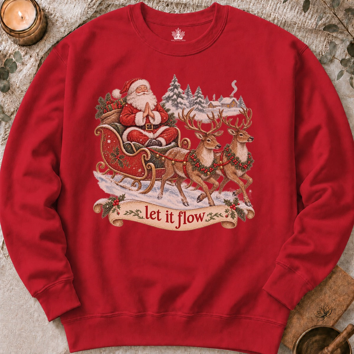 Vintage Santa & Reindeers Yoga Sweatshirt