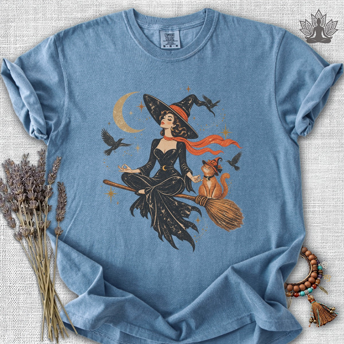 Spellbound Stillness Witch & Cat Halloween Comfort Colors Tee